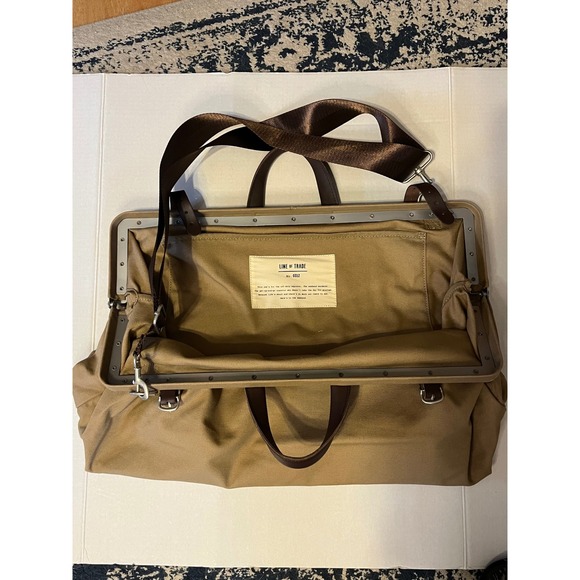 Line of Trade No. 0312 Tan Canvas Leather Trim Weekender Duffel Bag Mens Travel - Picture 5 of 11